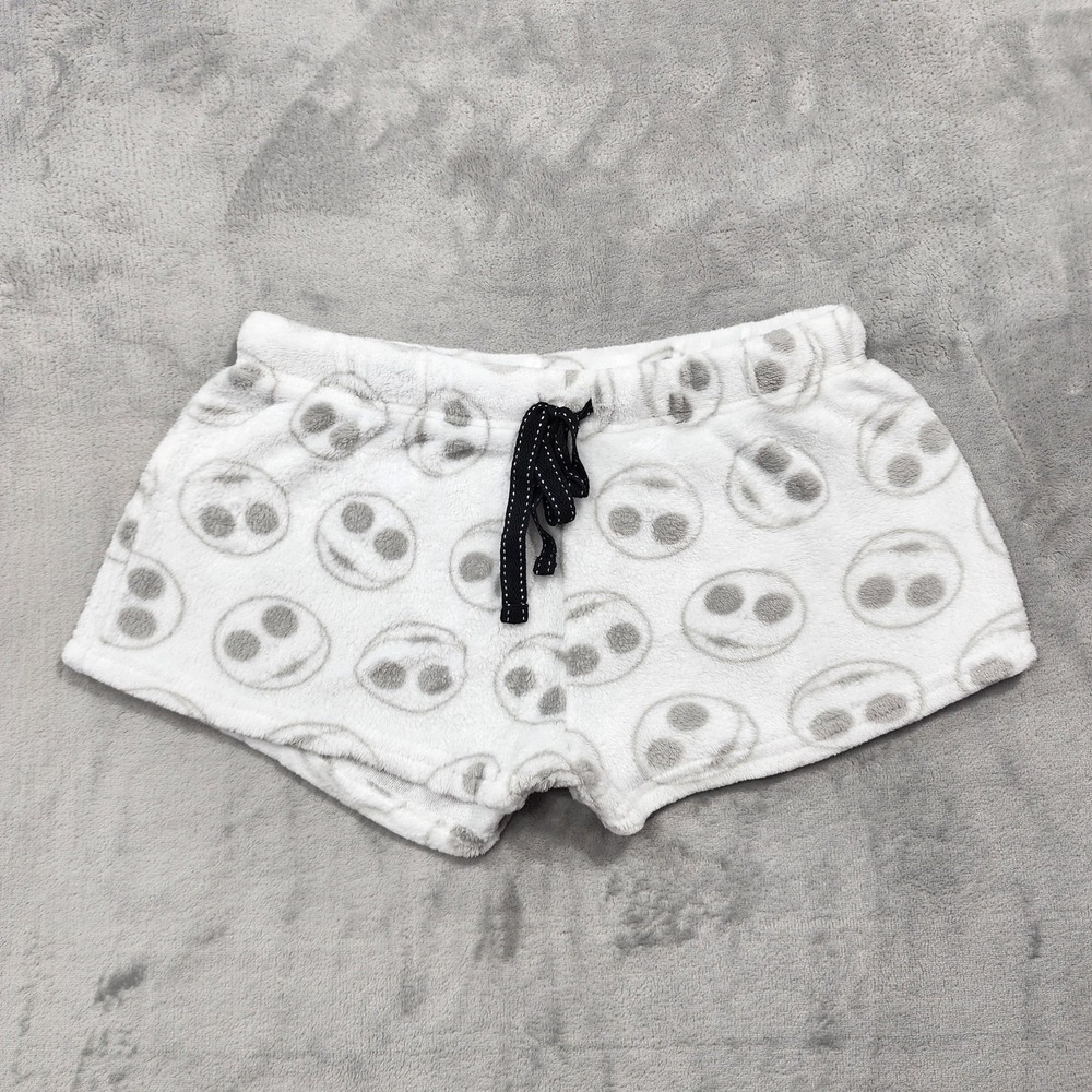 Disney Shorts Womens S White Jack Skellington Fleece Sleep Pajama Lounge Soft